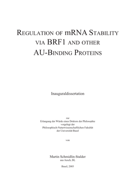 REGULATION of Mrna STABILITY VIA BRF1 and OTHER AU-BINDING PROTEINS