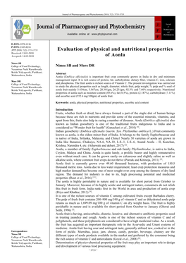 Evaluation of Physical and Nutritional Properties of Aonla