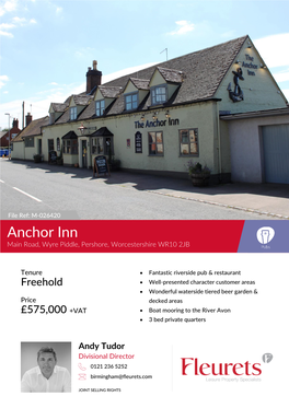 Anchor Inn Main Road, Wyre Piddle, Pershore, Worcestershire WR10 2JB