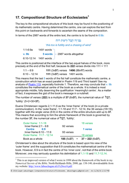 17. Compositional Structure of Ecclesiastes1