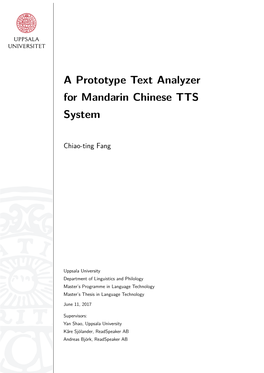 A Prototype Text Analyzer for Mandarin Chinese TTS System