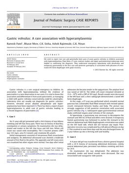 Gastric Volvulus: a Rare Association with Hyperamylasemia