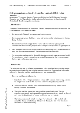 Software Requirement for Voting Machines