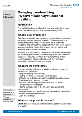 Managing Over-Breathing (Hyperventilation/Dysfunctional