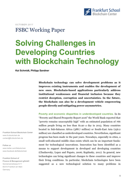 Solving Challenges in Developing Countries with Blockchain Technology