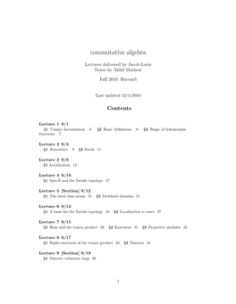 Commutative Algebra