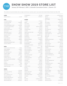 SNOW SHOW 2019 STORE LIST January 30-February 1, 2019 | Colorado Convention Center | Denver, CO