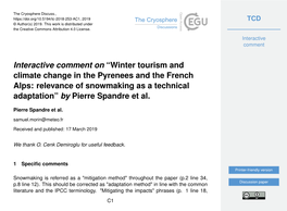 Interactive Comment on “Winter Tourism And