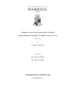 Modular Curves and Surjectivity of Galois Representations Attached to Elliptic Curves Over Q