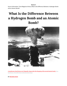 What Is the Difference Between a Hydrogen Bomb and an Atomic Bomb?