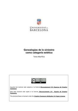 Genealogías De Lo Siniestro Como Categoría Estética