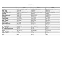 Academic Calendar