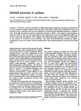 Inhaled Prazosin in Asthma