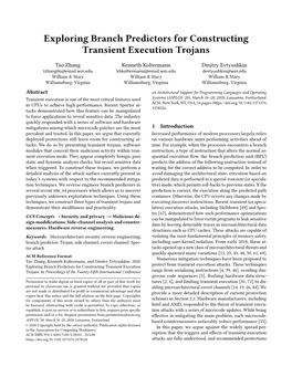 Exploring Branch Predictors for Constructing Transient Execution Trojans