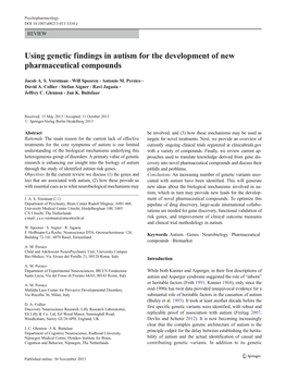 Using Genetic Findings in Autism for the Development of New Pharmaceutical Compounds