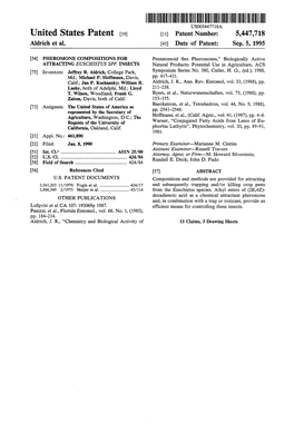 United States Patent (19) 11 Patent Number: 5,447,718 Aldrich Et Al
