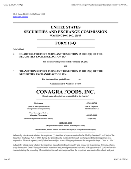 CONAGRA FOODS, INC. (Exact Name of Registrant As Specified in Its Charter) ______