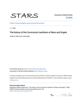 The History of the Communist Manifesto of Marx and Engels