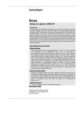 Country Report Kenya at a Glance: 2006-07