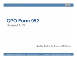 GPO Form 952 Revised 1/13