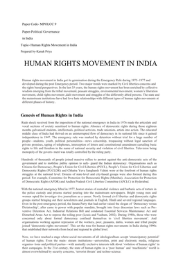 Human Rights Movement in India