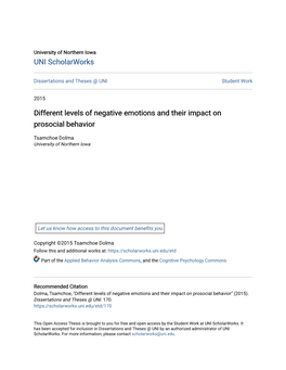 Different Levels of Negative Emotions and Their Impact on Prosocial Behavior