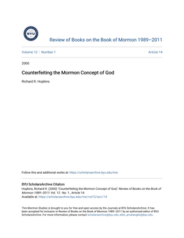 Counterfeiting the Mormon Concept of God