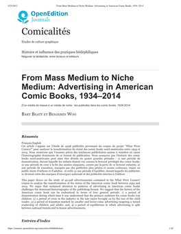 Advertising in American Comic Books, 1934–2014