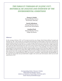 The Fargo F5 Tornado of 20 June 1957: Historical Re-Analysis and Overview of the Environmental Conditions