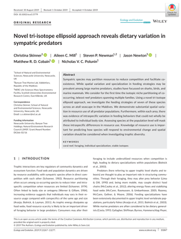 Novel Tri‐Isotope Ellipsoid Approach Reveals Dietary Variation in Sympatric Predators