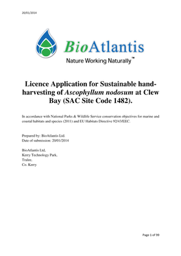 Harvesting of Ascophyllum Nodosum at Clew Bay (SAC Site Code 1482)