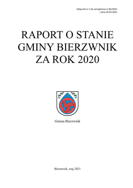 Raport O Stanie Gminy Bierzwnik Za Rok 2020