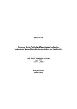 Economic, Social, Political and Psychological Implications on Jordanian Women Married to Non-Jordanians and Their Families