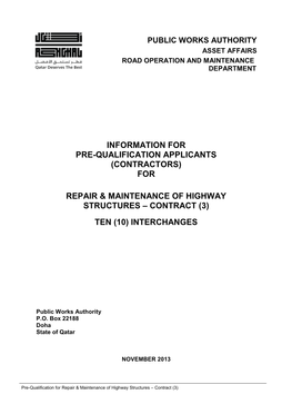 Information for Pre-Qualification Applicants (Contractors) For