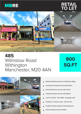 485 Wilmslow Road, Withington.Indd