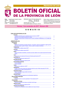 BOLETÍN OFICIAL DE LA PROVINCIA DE LEÓN Edita: Imprenta Provincial