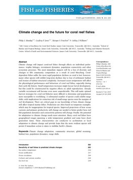 Climate Change and the Future for Coral Reef Fishes