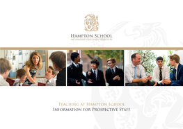 Teaching at Hampton School Information for Prospective Staff