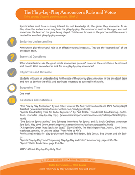 The Play-By-Play Announcer's Role and Voice