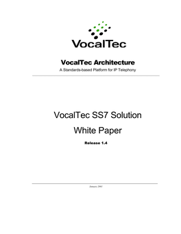 Vocaltec SS7 Solution White Paper