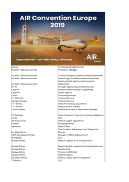 Company Position Aeroflot Chief Division (Spares & Logistics