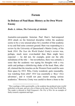 In Defence of Paul Ham: History As Its Own Worst Enemy