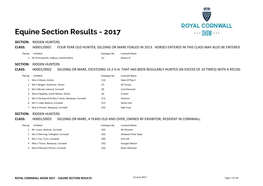 Equine Section Results - 2017