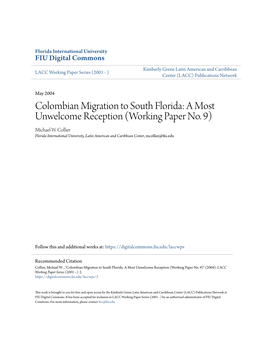 Colombian Migration to South Florida: a Most Unwelcome Reception (Working Paper No