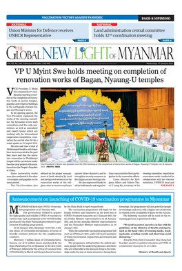 VP U Myint Swe Holds Meeting on Completion of Renovation Works of Bagan, Nyaung-U Temples