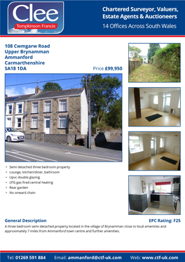 108 Cwmgarw Road Upper Brynamman Ammanford Carmarthenshire SA18 1DA Price £99,950