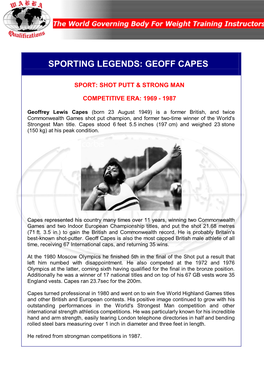 Sporting Legends: Geoff Capes