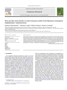 New Ant-Like Stone Beetles in Mid-Cretaceous Amber from Myanmar (Coleoptera: Staphylinidae: Scydmaeninae)