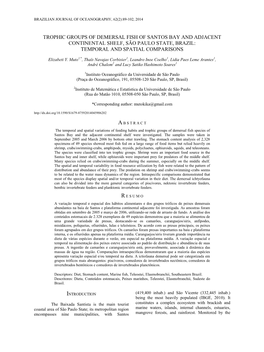 Trophic Groups of Demersal Fish of Santos Bay and Adjacent Continental Shelf, São Paulo State, Brazil: Temporal and Spatial Comparisons