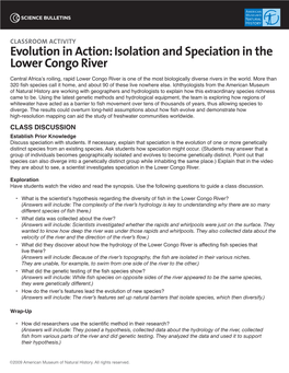 Evolution in Action: Isolation and Speciation in the Lower Congo River